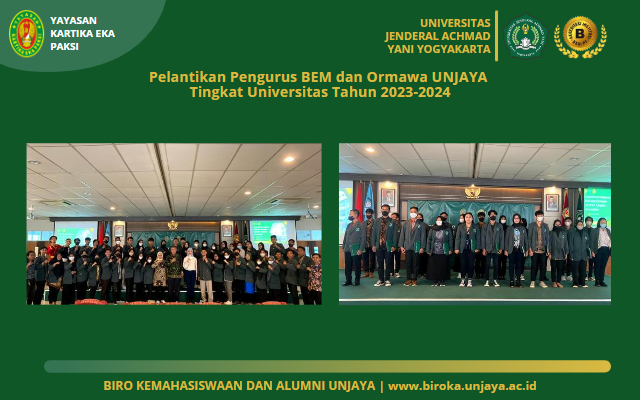 Thumbnail Selamat dan Sukses Pelantikan Pengurus BEM dan Ormawa UNJAYA Tingkat Universitas Periode 2023-2024